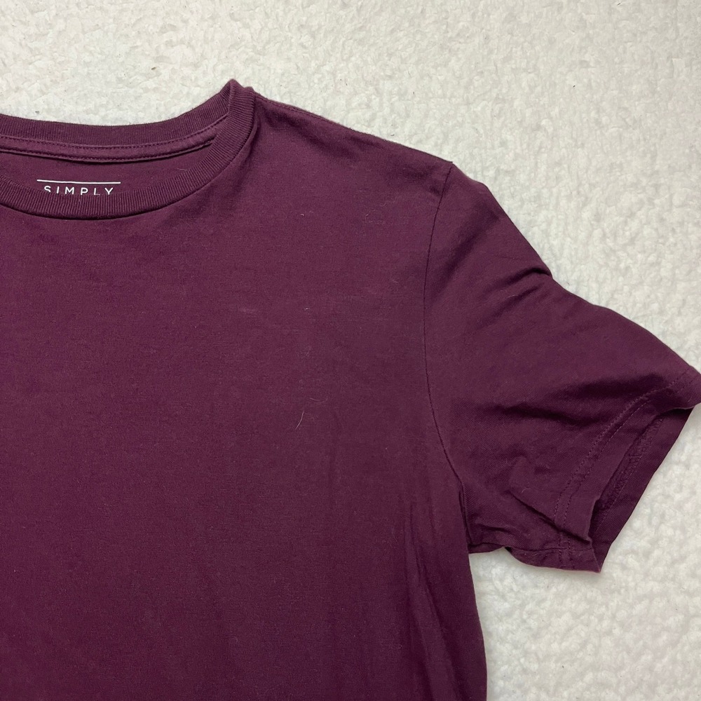 Simply‎ Styled T Shirt Mens Medium Purple Maroon Solid Crew Neck Short Sleeve